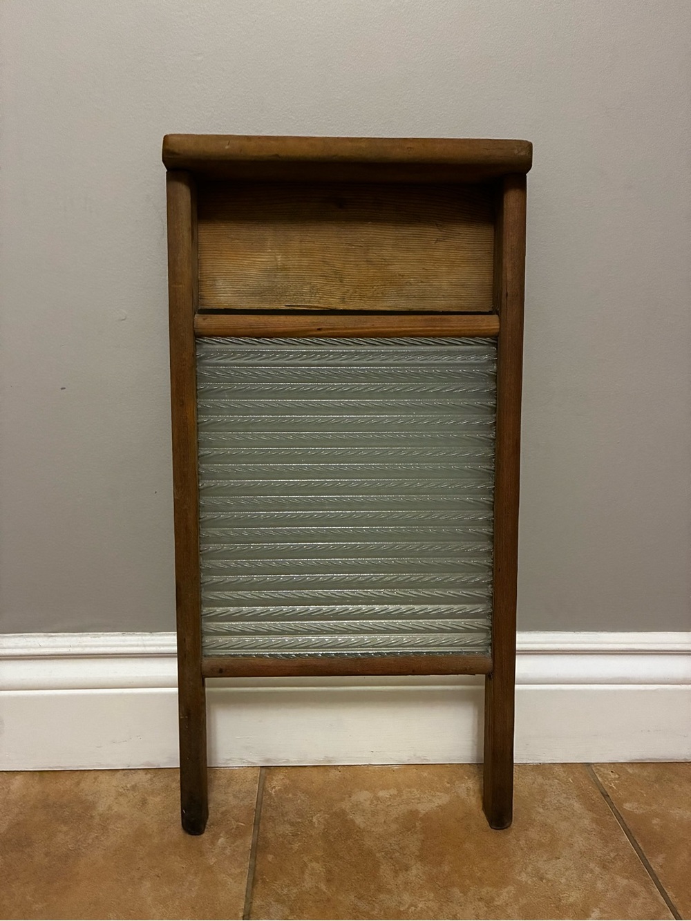 Vintage Wooden and Glass Washboard